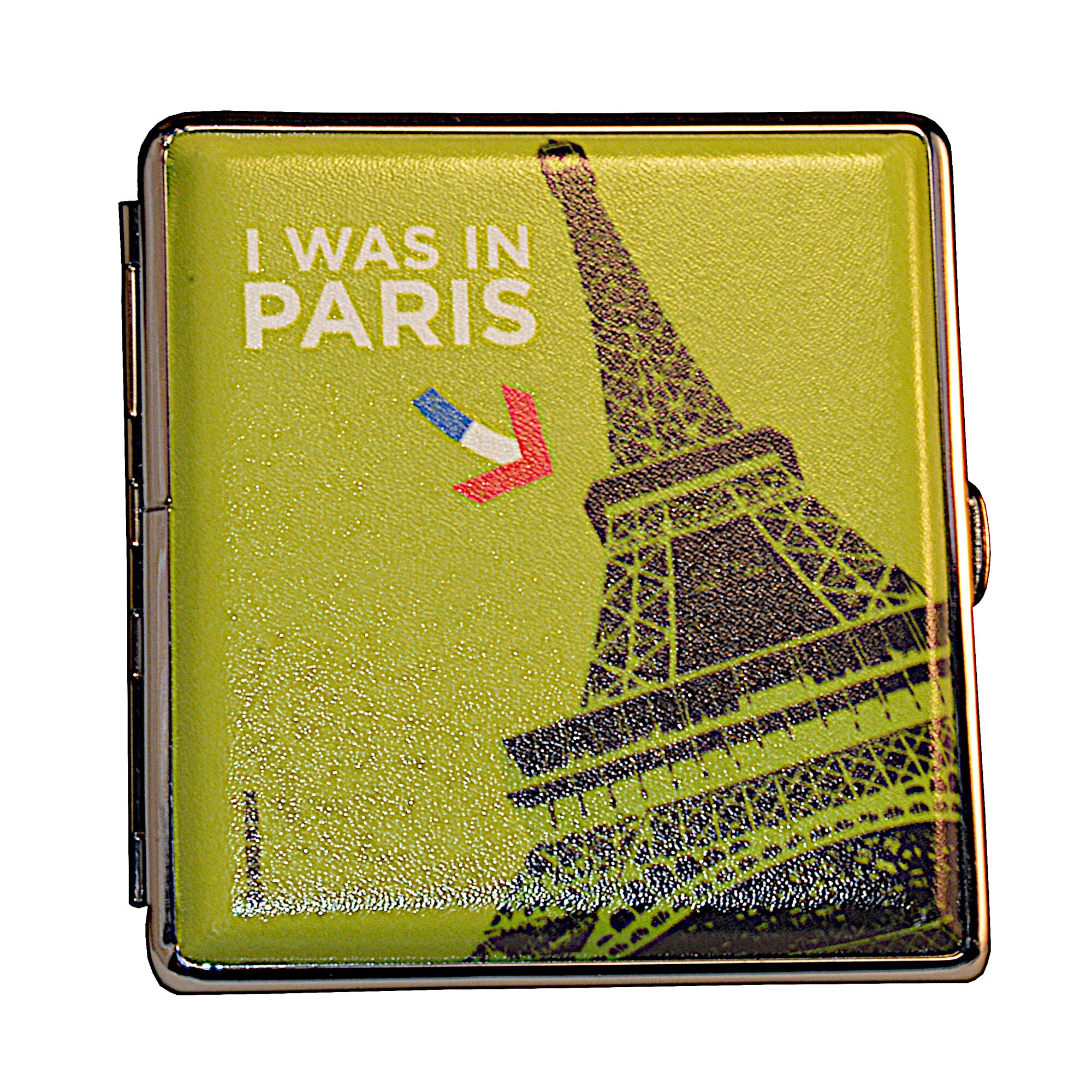 Tabachera verde 20 tigari king size, cu elastic, I was in Paris