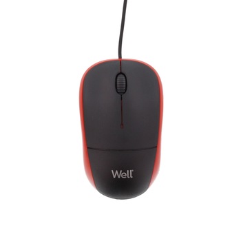 Mouse optic USB Well MU002 negru-rosu Mouse optic USB Well MU002 negru-rosu