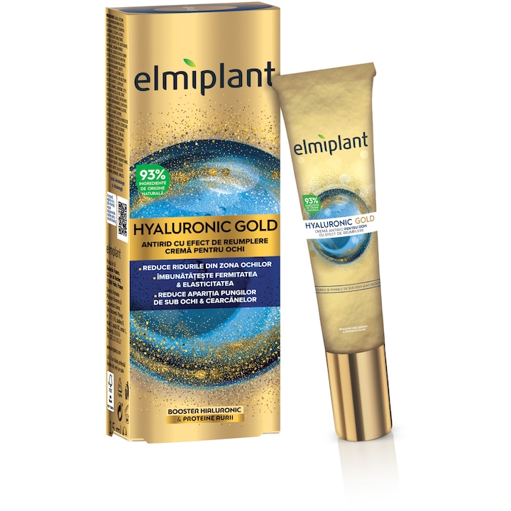 Crema pentru ochi Elmiplant Hyaluronic Gold, Femei, 15 ml