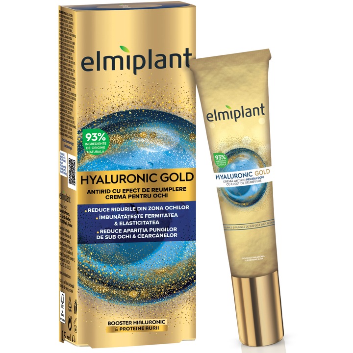 Elmiplant Hyaluronic Gold szemkrém, Nőknek, 15 ml