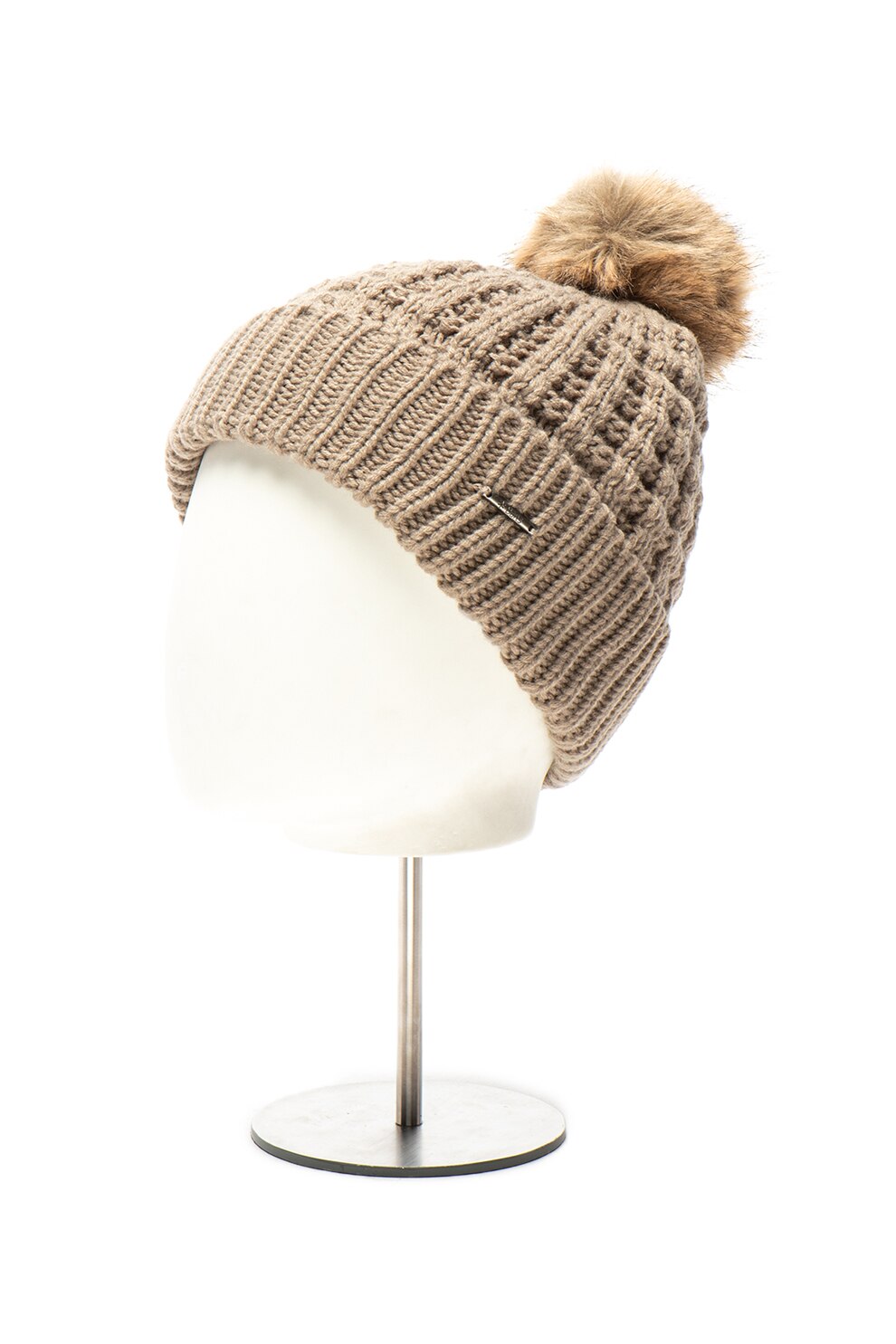 Barts, Caciula tricotata cu ciucure Filippa, Maro taupe deschis