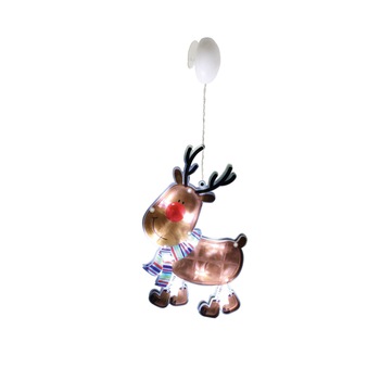Decoratiune de Craciun, tip ren, decor pentru fereastra, 10 leduri, culoare alb rece, Heber Decoratiune de Craciun, tip ren, decor pentru fereastra, 10 leduri, culoare alb rece, Heber