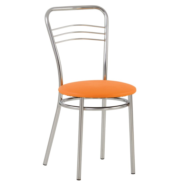 Кухненски стол Vera Chrome, Concept Mobili, оранжев, екологична кожа