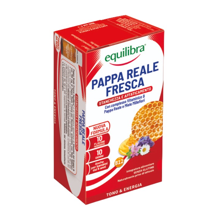 Supliment alimentar, PAPPA REALE FRESCA, Cu laptisor de matca proaspat, Pentru vitalitate, 10 Flacoane de 15 ml