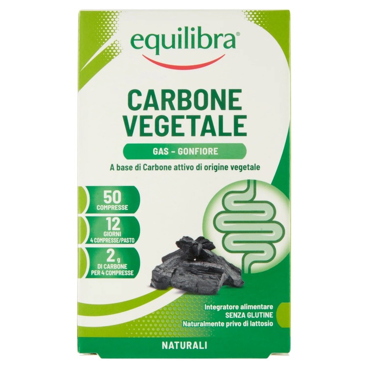 Supliment alimentar, Carbune Vegetal, Equilibra, Anti-balonare, Tablete 50, 40 g
