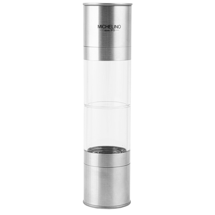 Rasnita manuala cu 2 compartimente Michelino, inox/plastic, Argintiu