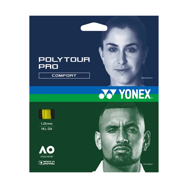 Racordaj Yonex Poly Tour Pro 125, 1.25mm, rola 12m, culoare galbena