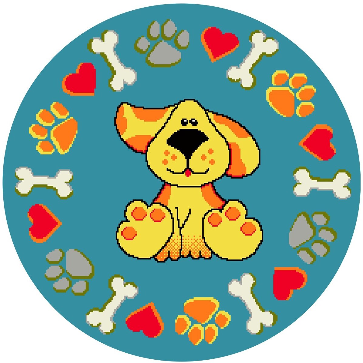 Covor Kolibri, Rotund, Puppy 11000-140, 67x67 cm, 2300 gr/mp Albastru/Alb 67 x 67