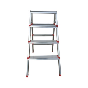 Scara Pliabila din Aluminiu, Dubla 3x4 trepte, Max. 120kg, Argintiu Scara Pliabila din Aluminiu, Dubla 3x4 trepte, Max. 120kg, Argintiu