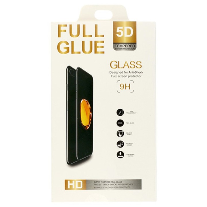 Стъклен протектор Tempered Glass Full Glue, 5D, за Nokia 2.2, Безцветен/Черен
