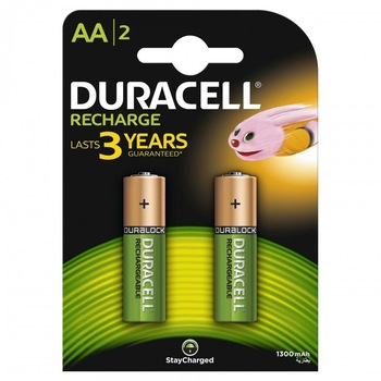 Set 2 acumulatori Duracell, tip AA, 1300 mAh Set 2 acumulatori Duracell, tip AA, 1300 mAh