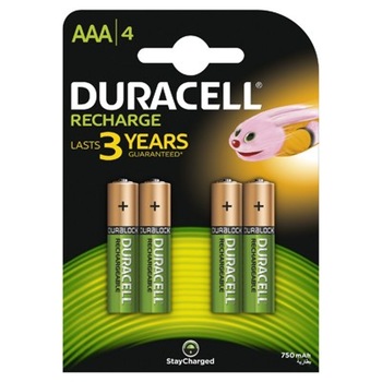 Set 4 acumulatori Duracell, tip AAA, 750 mAh Set 4 acumulatori Duracell, tip AAA, 750 mAh