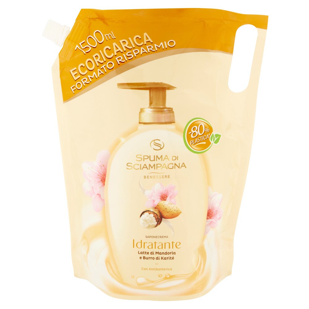Rezerva Sapun Crema Igienizant Spuma di Sciampagna cu Lapte de Migdale pentru orice tip de piele 1500 ml