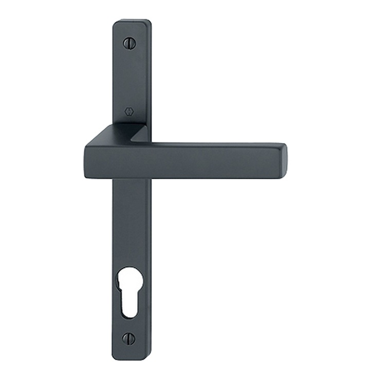 Maner usa termopan, Hoppe Toulon, exterior, 92 x 30 mm, material aluminiu, culoare negru mat F9714M