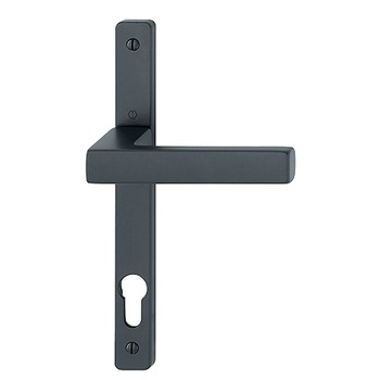 Maner usa exterior, Hoppe Toulon, cu sild pentru cilindru, material aluminiu, culoare negru mat, 92 x 30 mm Maner usa exterior, Hoppe Toulon, cu sild pentru cilindru, material aluminiu, culoare negru mat, 92 x 30 mm