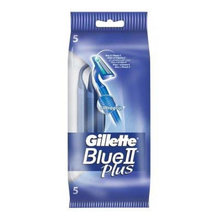 Set 5 aparate de ras Gillette Blue ll Plus Ultragrip, 2 lame