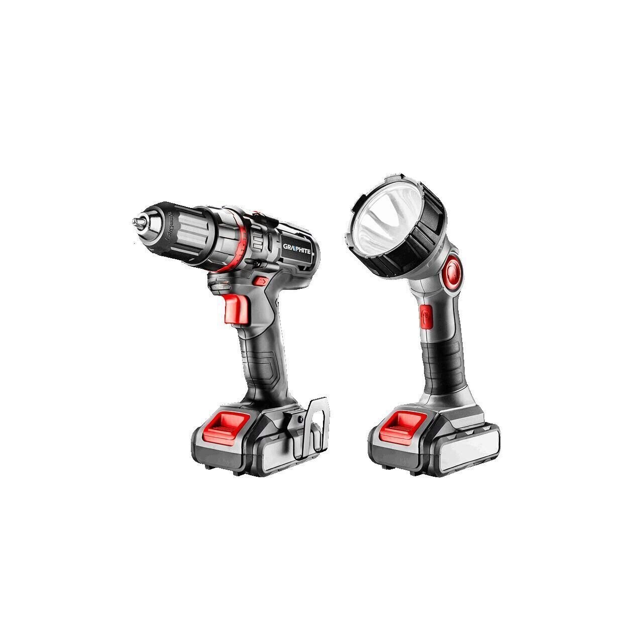Pachet masina de gaurit si insurubat cu acumulator 2x14.4V Li-ion 1.5Ah + lanterna cu acumulator GRAPHITE 58G219-PS13