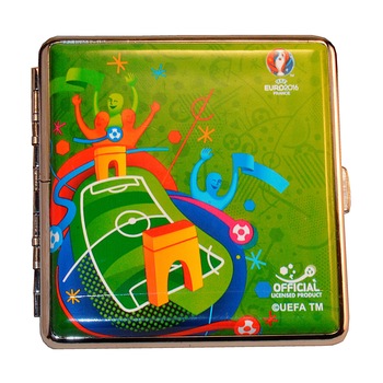 Tabachera verde 20 tigari king size cu clema metalica UEFA 2016 Tabachera verde 20 tigari king size cu clema metalica UEFA 2016