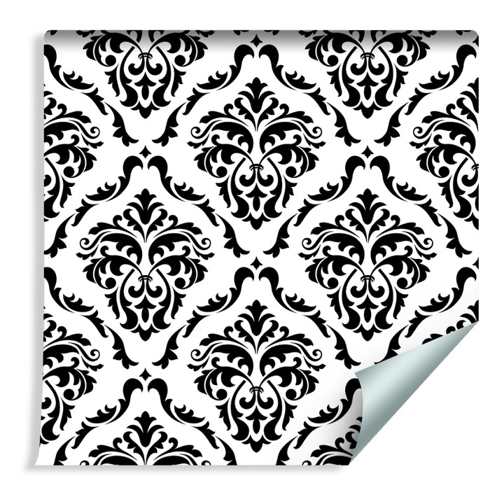 Tapet Ornamente Clasice Negru-Albe 53cm x 10m
