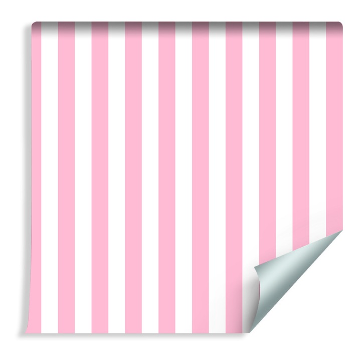 Tapet Dungi Verticale Alb Roz 53cm x 10m
