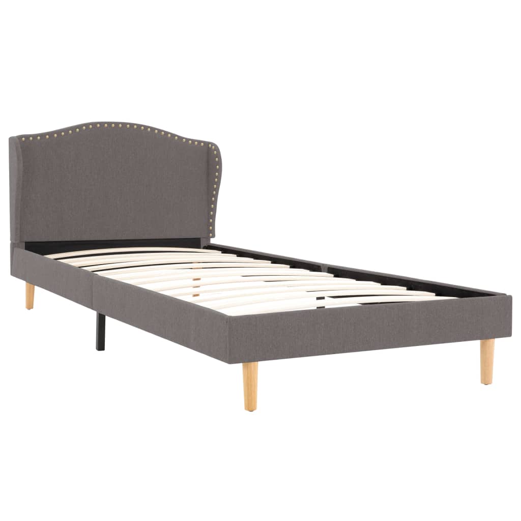 Pat cu saltea din spuma memorie, vidaXL, Textil, 90 x 200 cm, Maro deschis