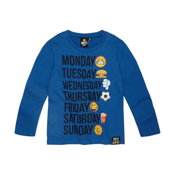 Bluza cu maneca lunga Smiley albastru cobalt, 116 cm, 6 ani Bluza cu maneca lunga Smiley albastru cobalt, 116 cm, 6 ani