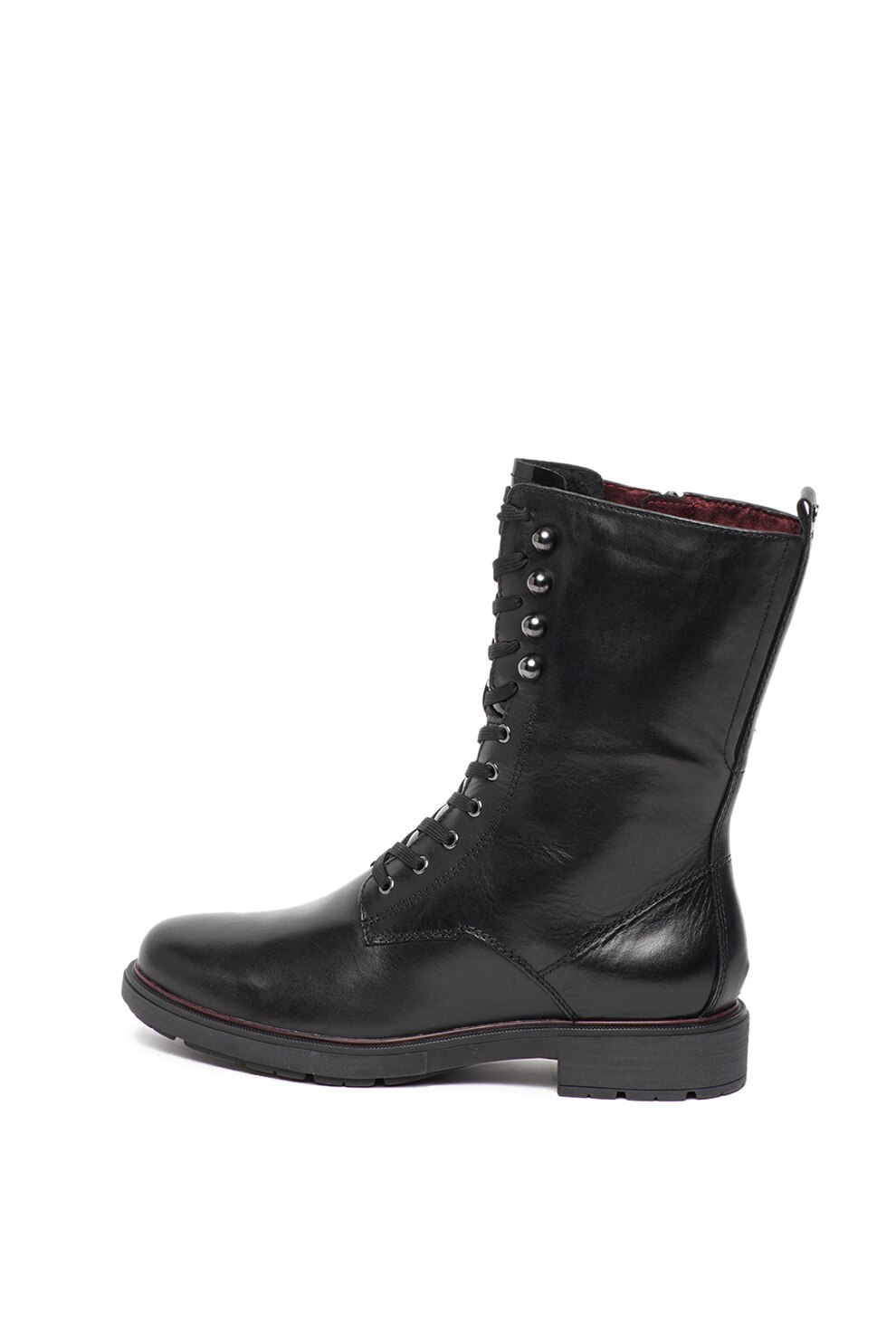 Tamaris, Bocanci de piele cu garnitura cu aspect lacuit