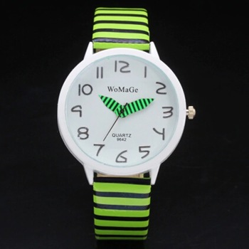 Ceas dama casual, sport Geneva Womage Zebra, verde, curea piele ecologica Ceas dama casual, sport Geneva Womage Zebra, verde, curea piele ecologica