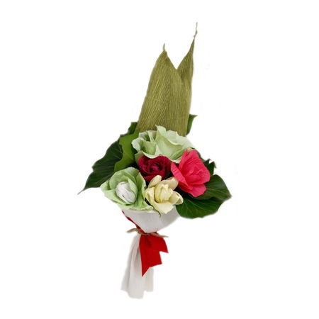 Buchet Handmade 5 Flori Din Hartie Manukdeco Flori Create Manual Verde Alb Rosu Emag Ro