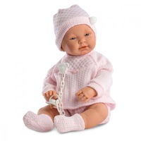 Bebelus Llorens, Amy cu suzeta si haine crosetate, 45 cm