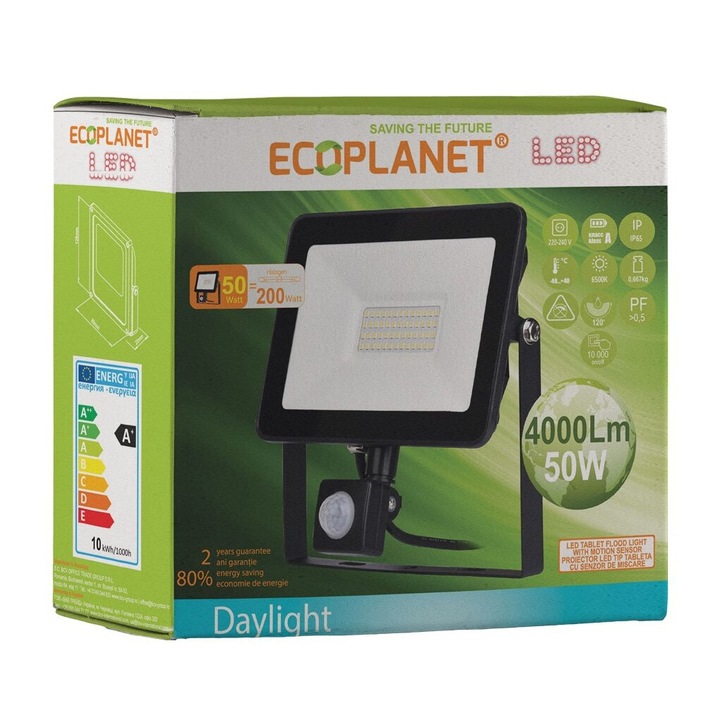 Proiector, Ecoplanet, Led Tablet Flood Light Smd + Sensor 220V 50W 6500K