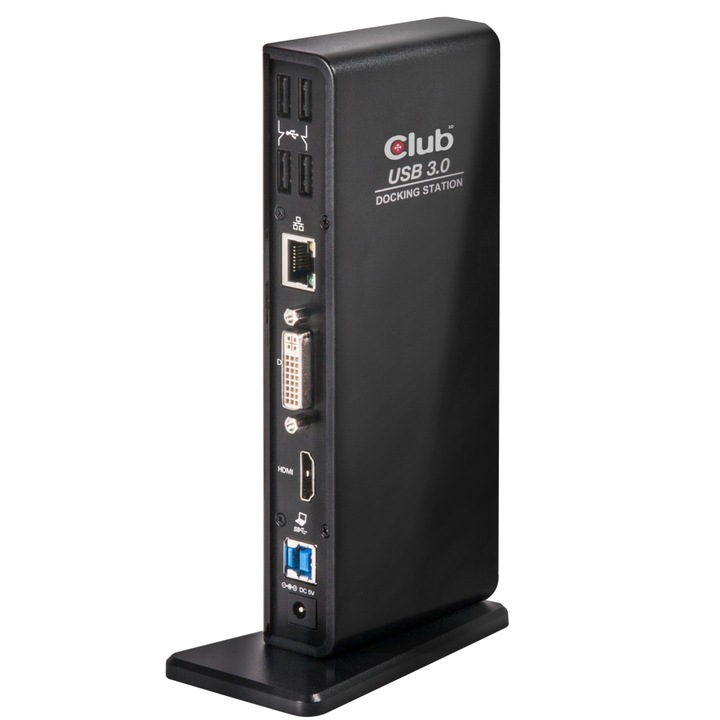Докинг станция за дисплей, ClubB3D, SenseVision, USB 3.0, двойна, черна