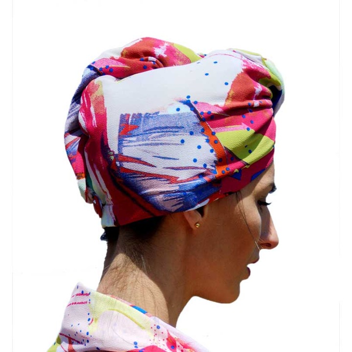 Кърпа за подсушаване на коса Headknot, двуслойна, многоцветна, палми