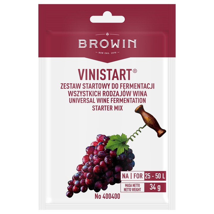 Стартерна смес за ферментация Biowin, Vinistart 34 грама: дрожди + хранителна среда