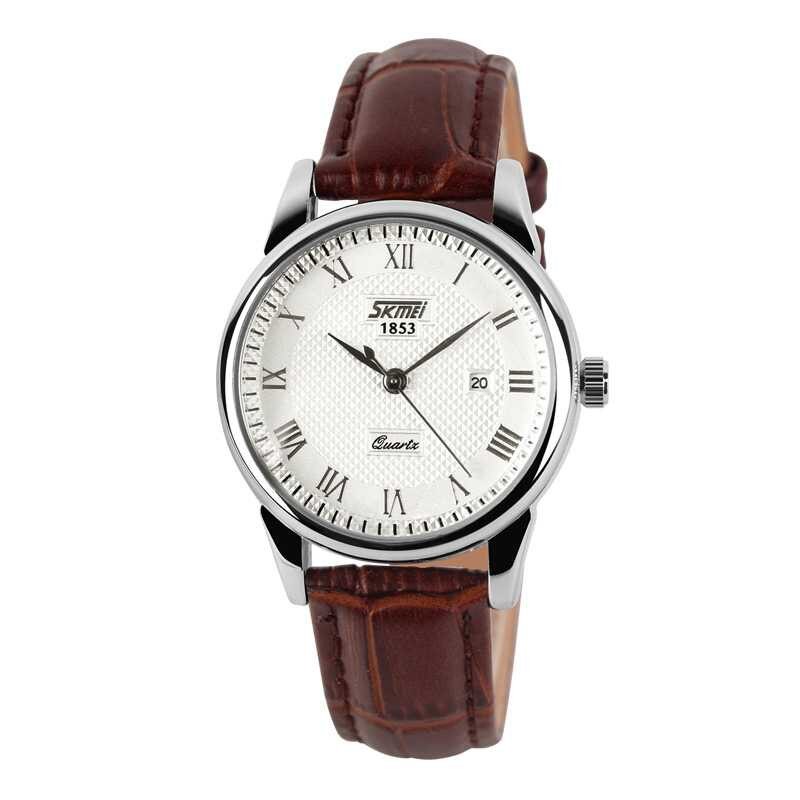 Ceas dama casual, Elegant Quartz Skmei model Premium S20 maro, curea piele, afisaj analog