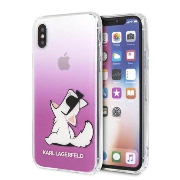 Karl Lagerfeld KLHCPXCFNRCPI iPhone X / X-Hardtelefon tok hátlap tok różowy / rózsaszín Choupette Fun