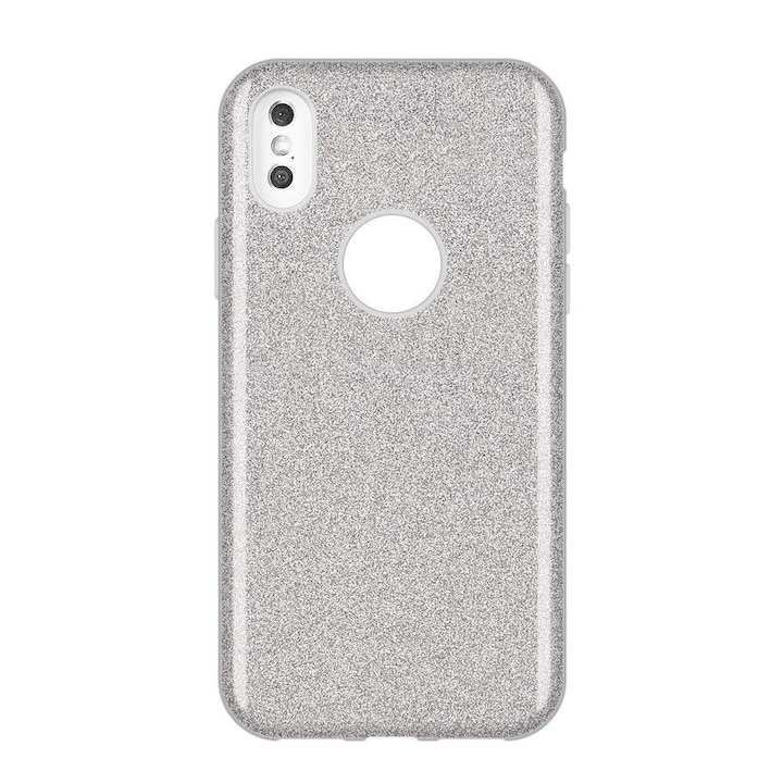 Wozinsky Glitter telefon tok hátlap tok Fényes Cover Huawei Y7 2019 / Y7 Prime 2019 ezüst