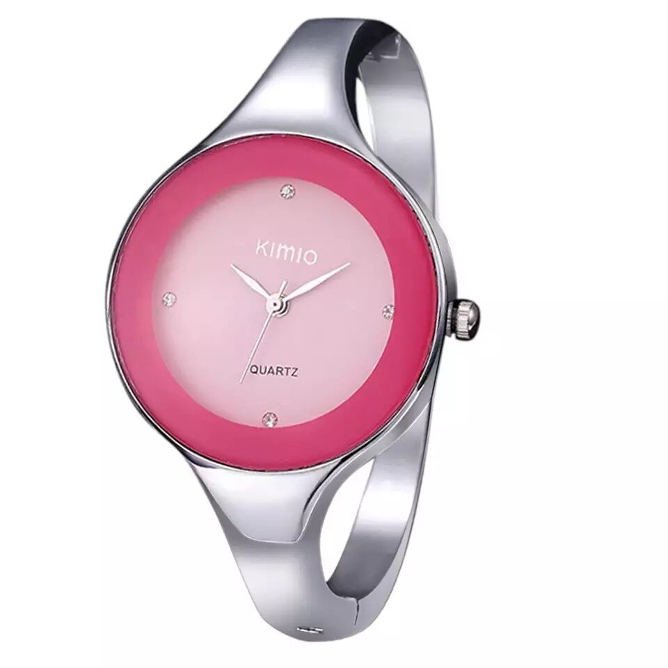 Ceas dama elegant Quartz Kimio K101 roz, curea metal, circulara
