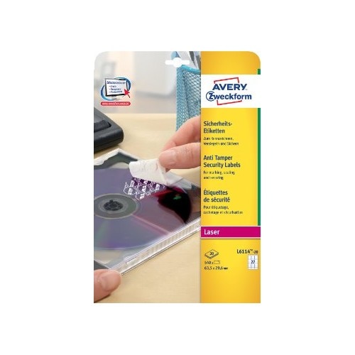Etichete Avery Zweckform L6114-20, sigiliu 27/A4, 63,5x29,6mm, 20 coli/top
