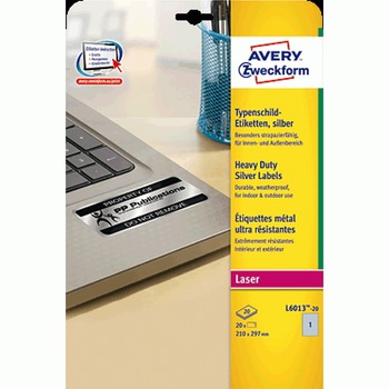 Etichete Avery Zweckform L6013-20, metalice 1/A4, 210x297mm, 20 coli/top Etichete Avery Zweckform L6013-20, metalice 1/A4, 210x297mm, 20 coli/top