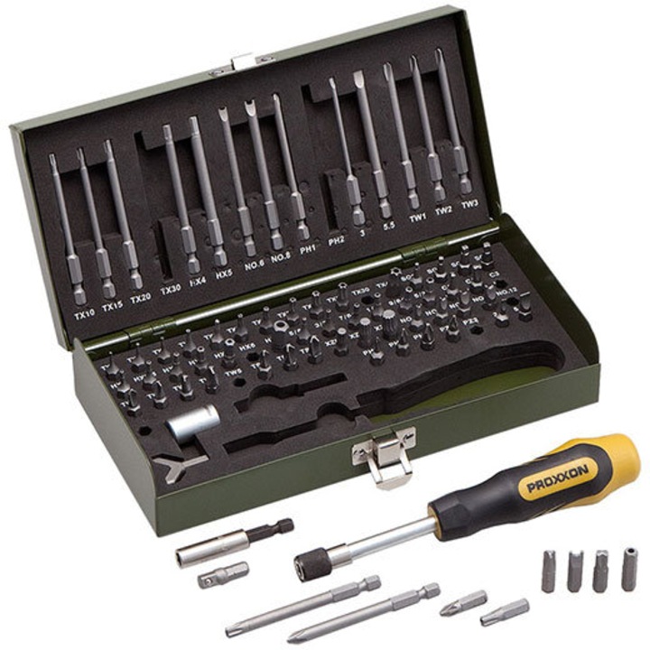 Trusa de biti pentru suruburi de siguranta, Proxxon 23107, 75 piese