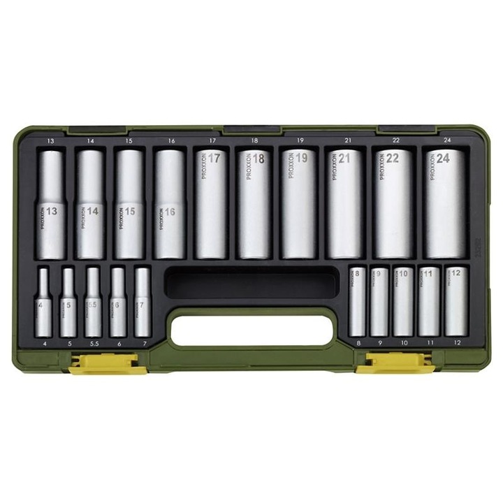 Trusa chei tubulare lungi 1/4" si 1/2", 20 piese, Proxxon 23292