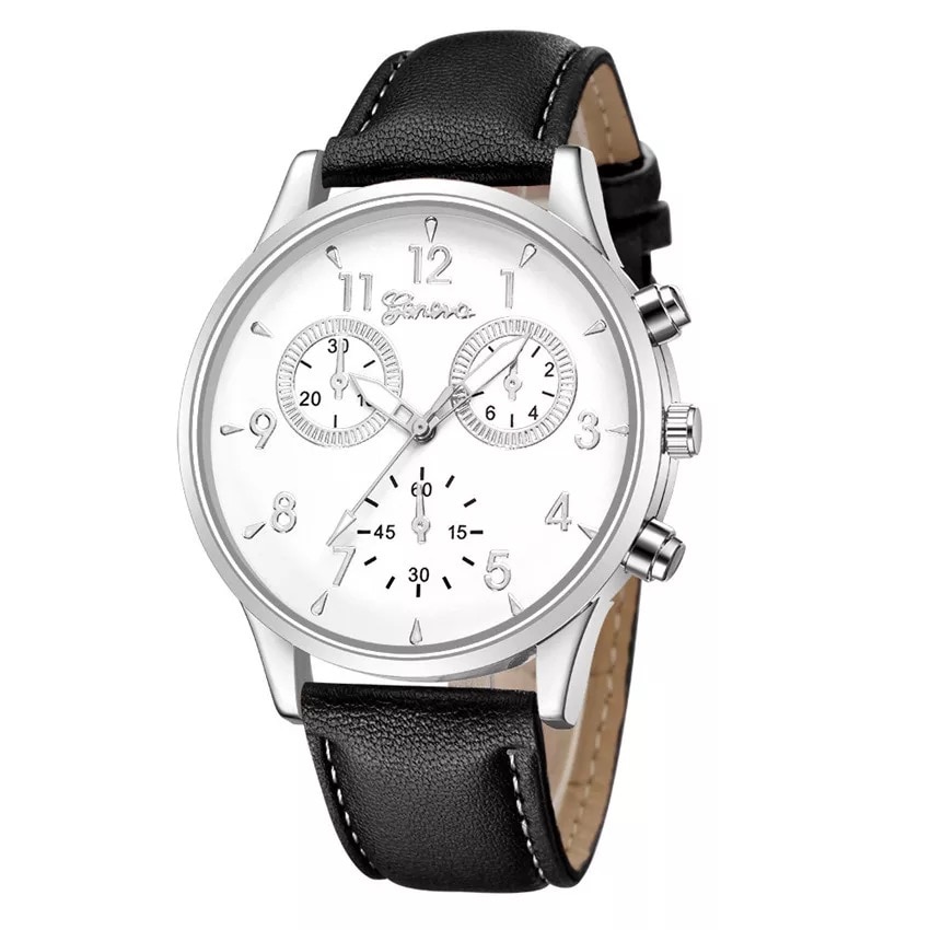 Ceas unisex casual, Elegant Quartz Geneva model Premium G189-8, curea piele, afisaj analog