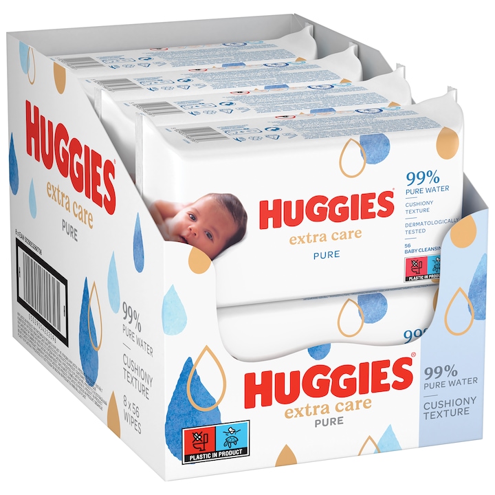 Servetele umede Huggies Pure Extra Care, 8 pachete x 56, 448 buc