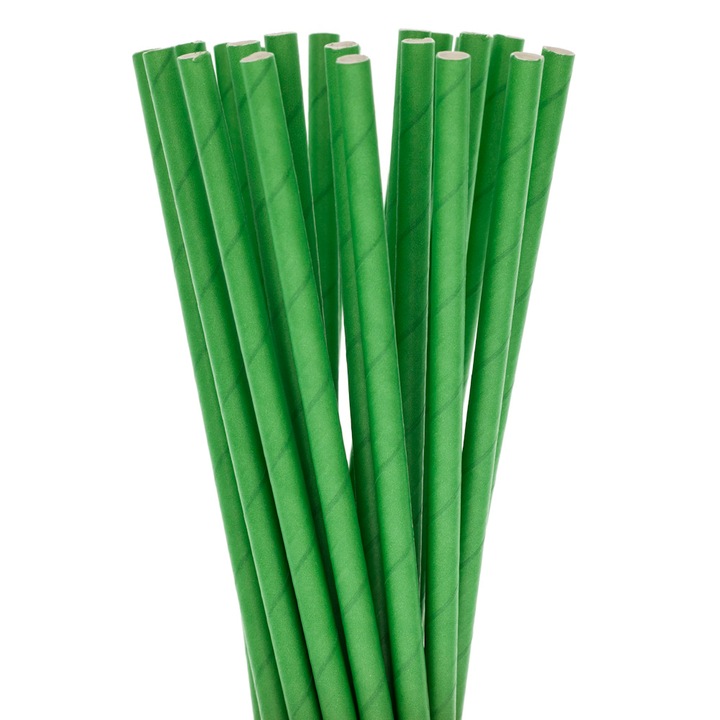 Paie ecologice, Paper Straws, culoare verde, 100buc/set