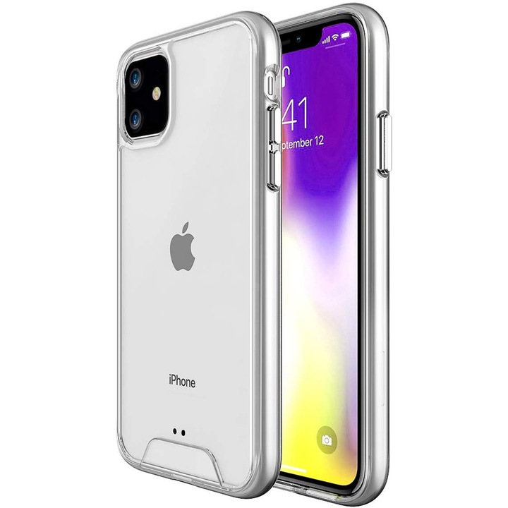 Husa Ice Shield, Antisoc, Hybrid Armor, din TPU si plexiglas, Compatibil cu Apple iPhone 11 Pro, Crystal Clear