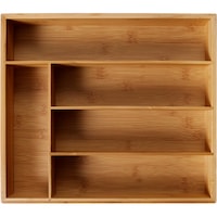 Organizator sertar tacamuri, KD Organizers, Bambus, 5 compartimente, Natur, 34,3 x 30,2 x 6,4 cm