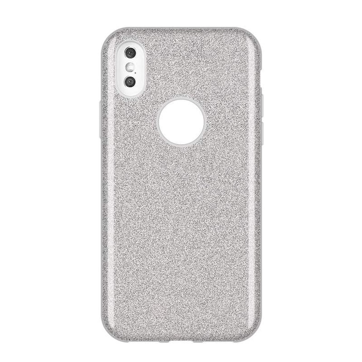 Wozinsky Glitter telefon tok hátlap tok Fényes Cover Huawei Y7 2019 / Y7 Prime 2019 ezüst