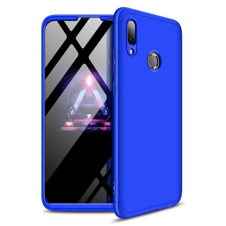 GKK 360 Protection telefon tok hátlap tok Első és hátsó tok telefon tok hátlap az egész testet fedő Huawei Y7 2019 / Y7 Prime 2019 kék