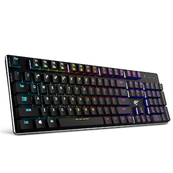 Tastatura Mecanica Gaming, Ultra-Slim, RGB, Havit, KB395L, USB 2.0, Neagra Tastatura Mecanica Gaming, Ultra-Slim, RGB, Havit, KB395L, USB 2.0, Neagra